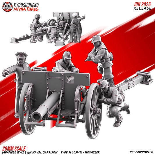 WWII Japanese Naval Garrison Type 91 105mm Howitzer with Crew Various Scales Historical Wargaming