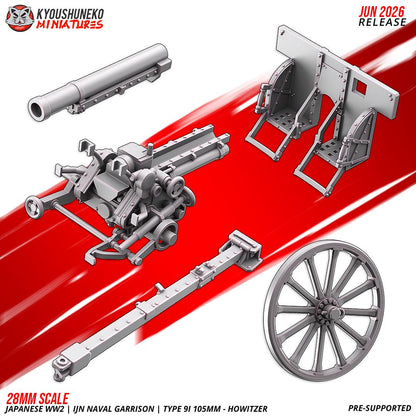 WWII Japanese Naval Garrison Type 91 105mm Howitzer with Crew Various Scales Historical Wargaming