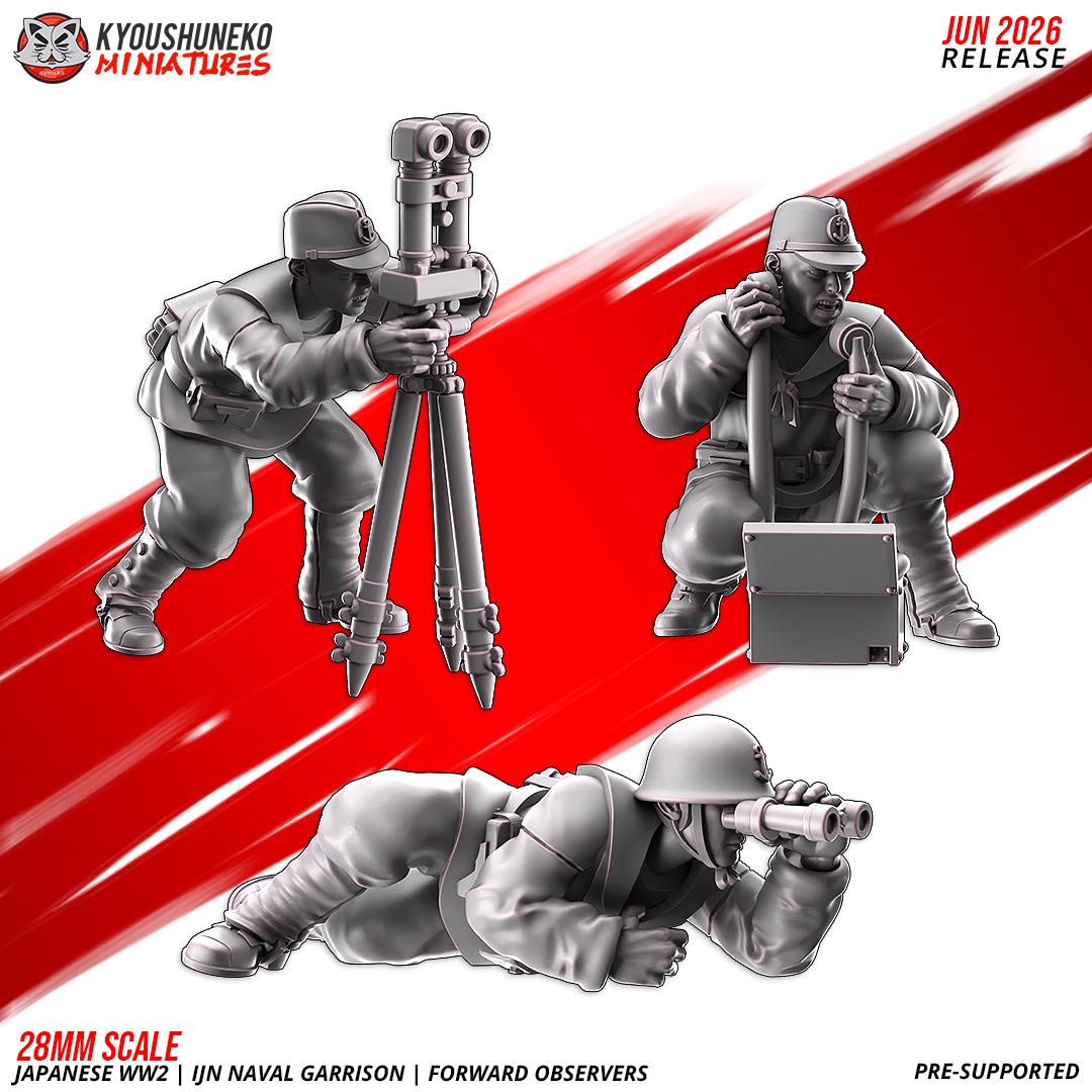 WWII Japanese Naval Garrison Forward Observer Team (3 models) Various Scales Historical Wargaming