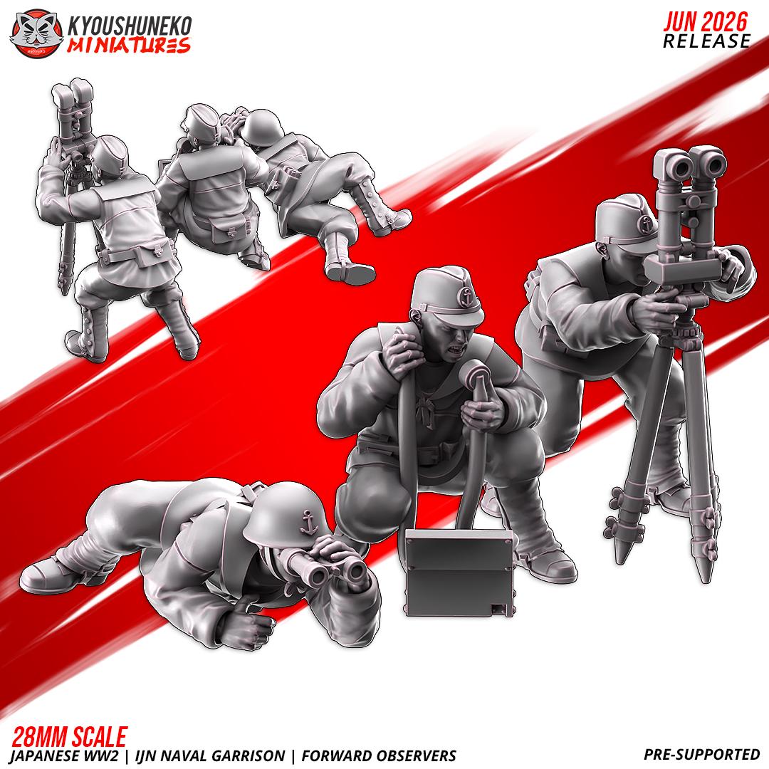 WWII Japanese Naval Garrison Forward Observer Team (3 models) Various Scales Historical Wargaming