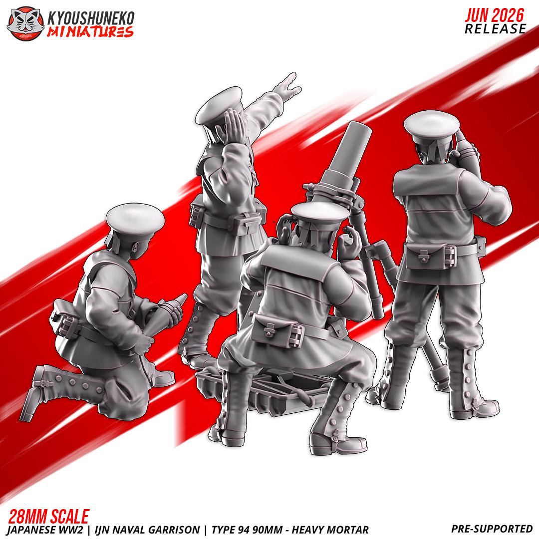 WWII Japanese Naval Garrison Type 94 90mm Heavy Mortar (4 models) Various Scales Historical Wargaming