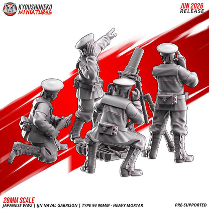 WWII Japanese Naval Garrison Type 94 90mm Heavy Mortar (4 models) Various Scales Historical Wargaming
