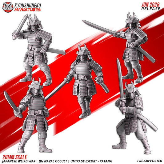 Weird War Japanese Naval Occult Umikage Escort Katana Unit (10 models) Various Scales SF Wargaming