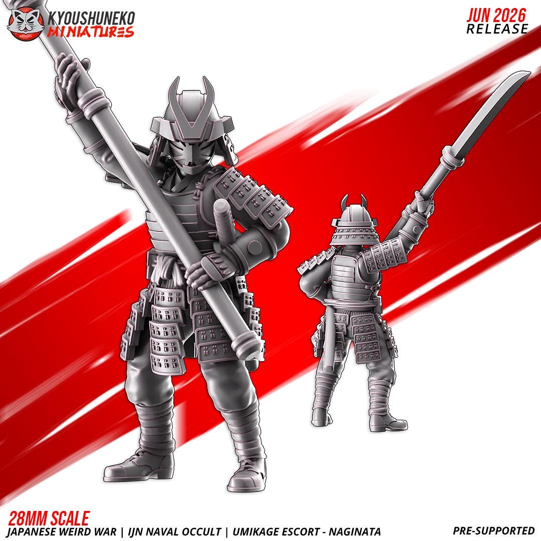 Weird War Japanese Naval Occult Umikage Escort Naginata Unit (10 models) Various Scales SF Wargaming