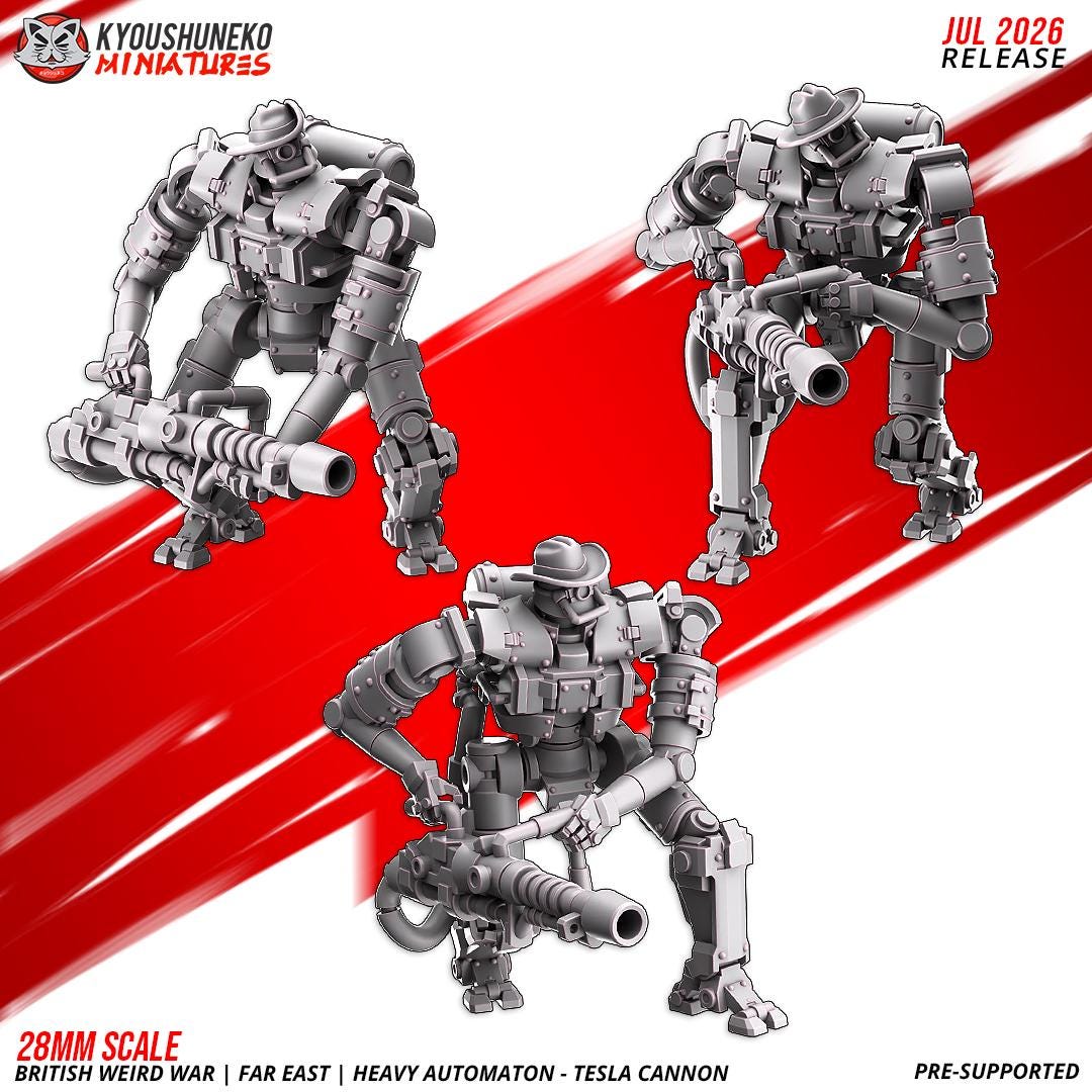 Weird War British Far East Heavy Automaton Tesla Cannon (3 models) Various Scales