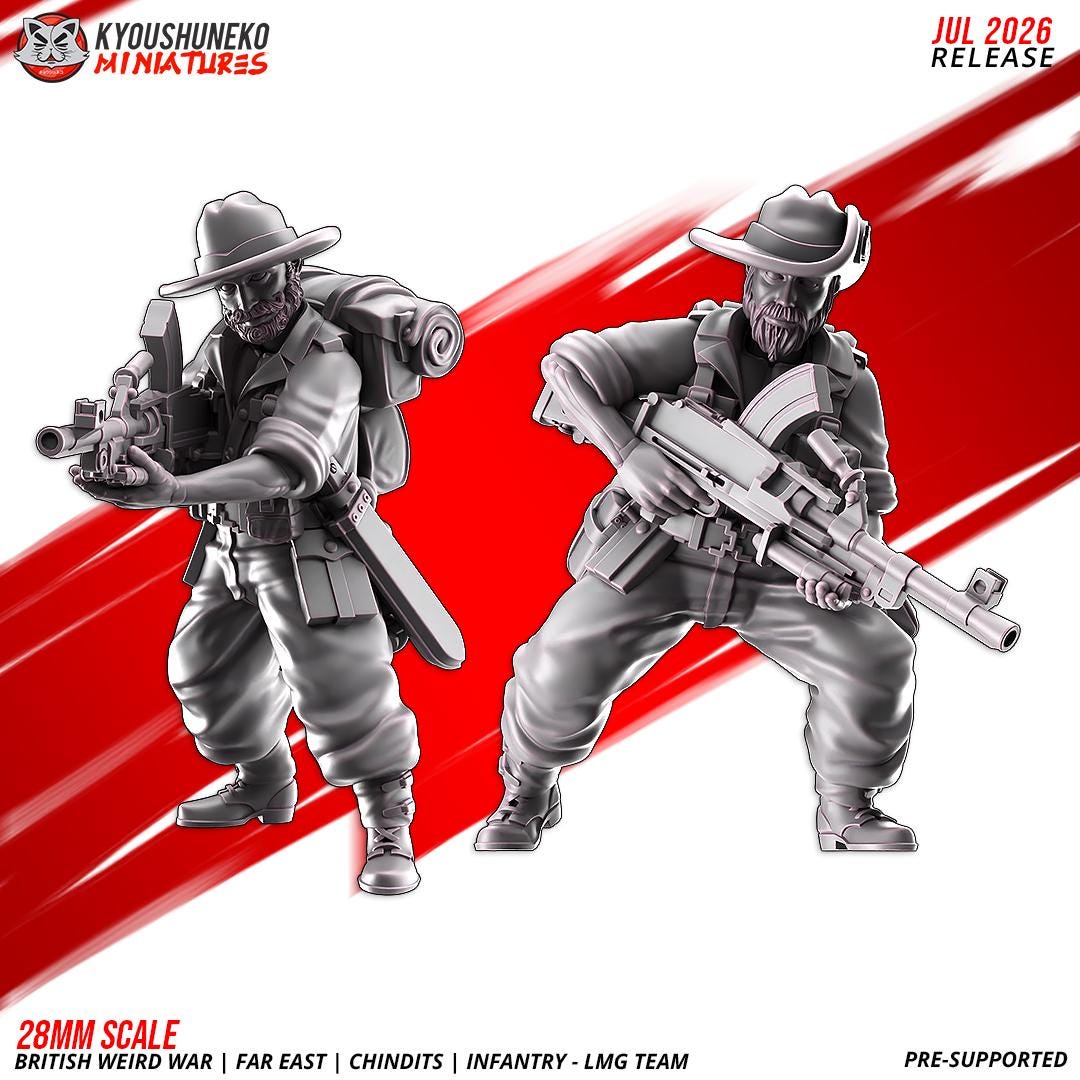 WWII British Far East Chindit LMG Team (2 models) Various Scales Historical Wargaming