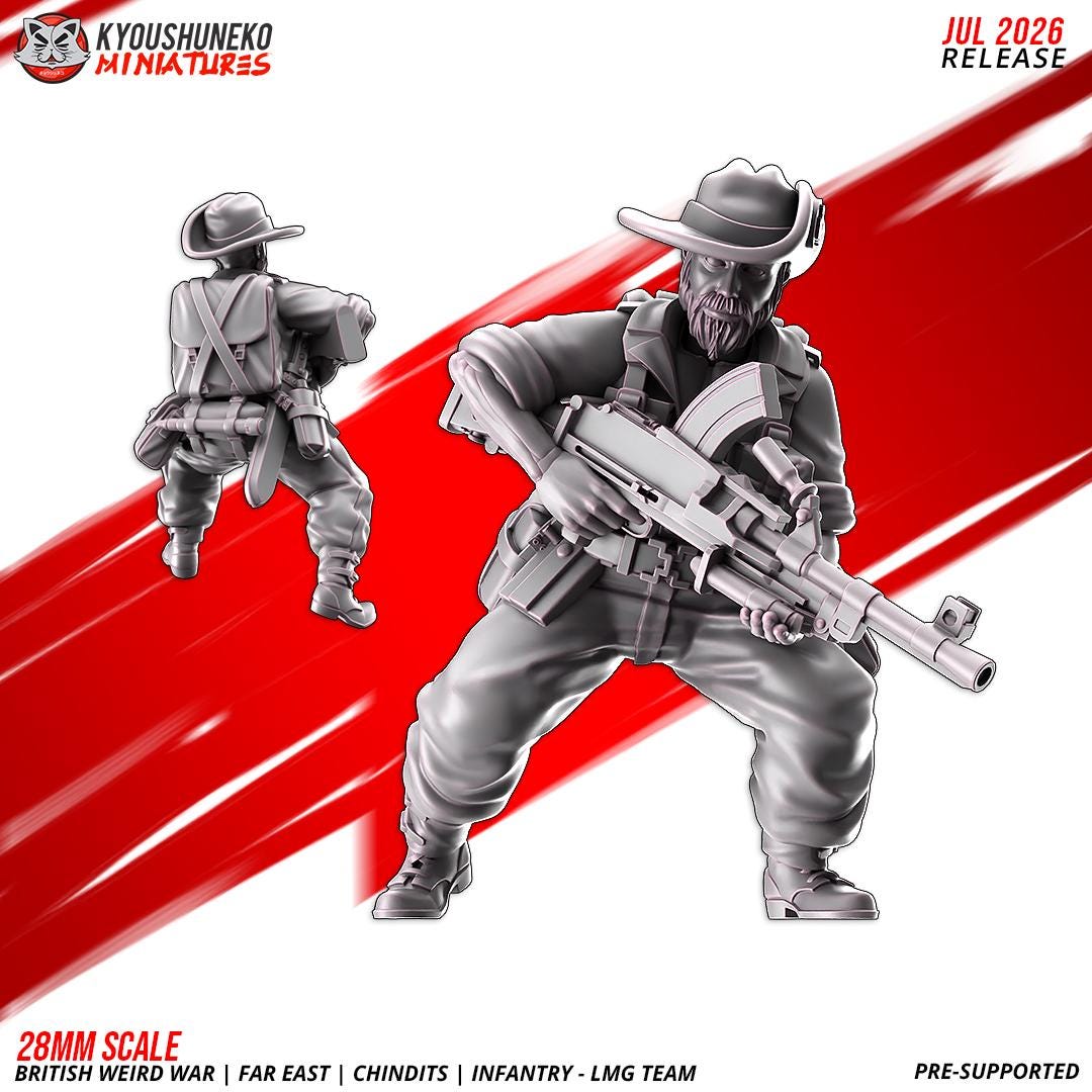 WWII British Far East Chindit LMG Team (2 models) Various Scales Historical Wargaming