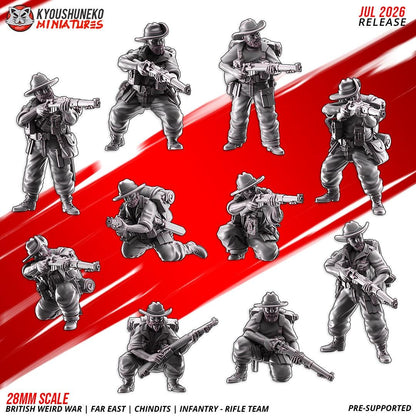 WWII British Far East Chindit Infantry Squad (10 models) Various Scales