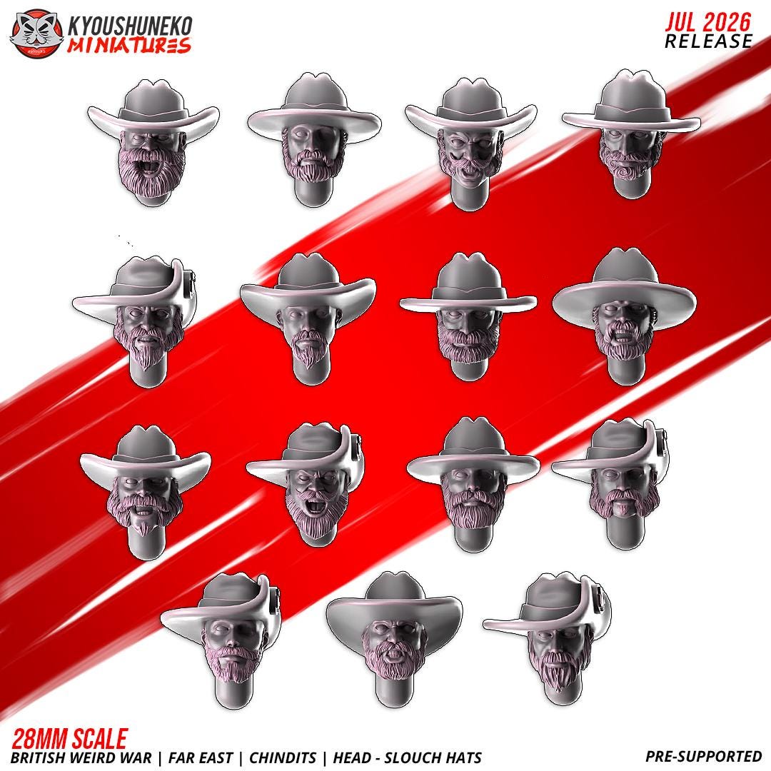 WWII British Far East Heads Set (x15) Various Scales SF Wargaming