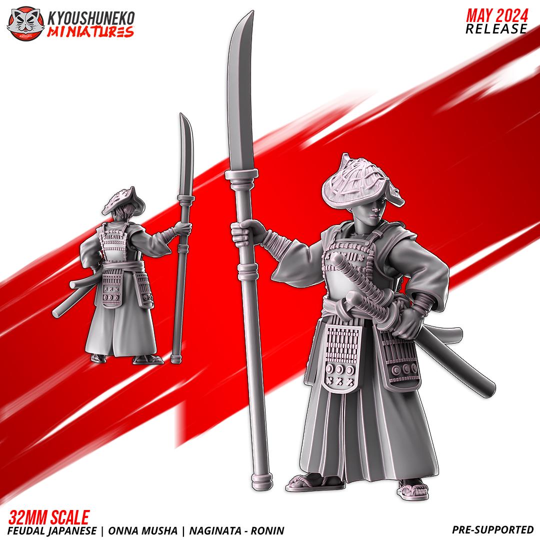 Feudal Japanese Onna Musha Naginata Ronin Unit (10 models) Various Scales
