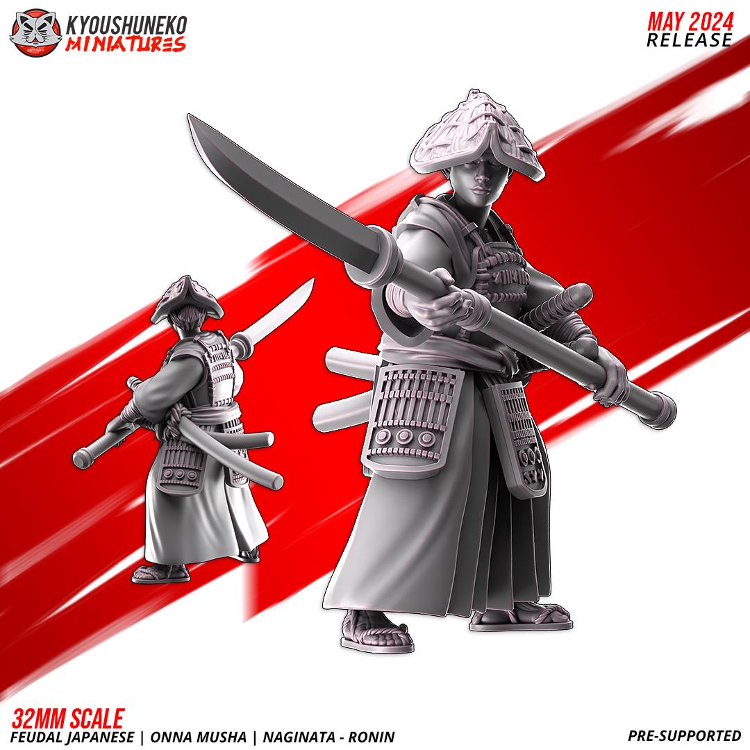 Feudal Japanese Onna Musha Naginata Ronin Unit (10 models) Various Scales