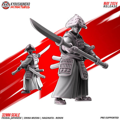 Feudal Japanese Onna Musha Naginata Ronin Unit (10 models) Various Scales