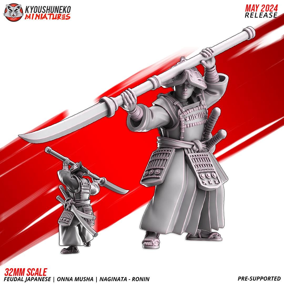 Feudal Japanese Onna Musha Naginata Ronin Unit (10 models) Various Scales