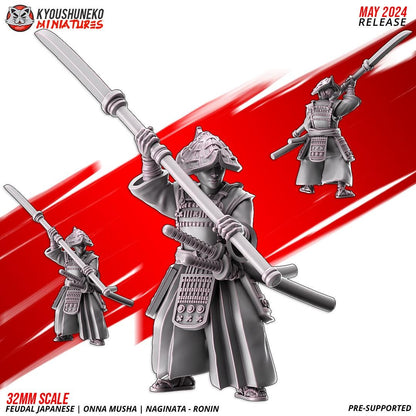 Feudal Japanese Onna Musha Naginata Ronin Unit (10 models) Various Scales