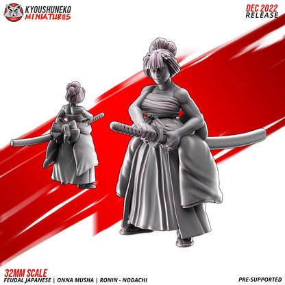 Feudal Japanese Onna Musha Nodachi Ronin Unit (10 models) Various Scales