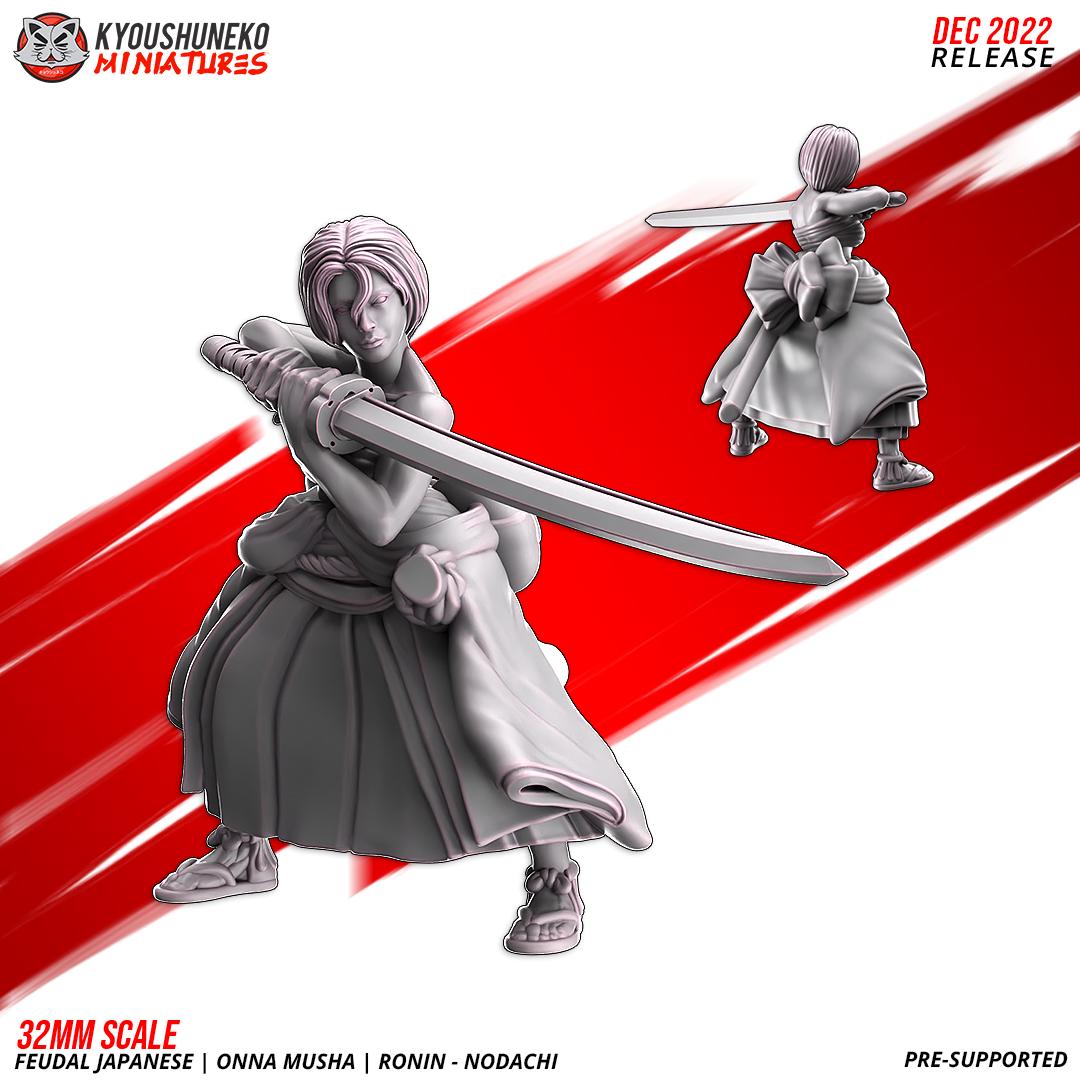 Feudal Japanese Onna Musha Nodachi Ronin Unit (10 models) Various Scales