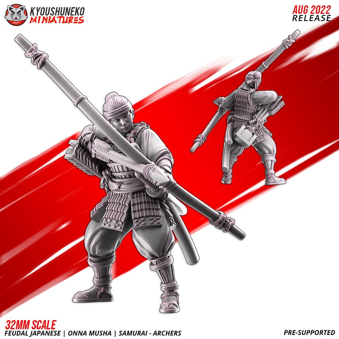 Feudal Japanese Onna Musha Samurai Archer Unit (10 models) Various Scales