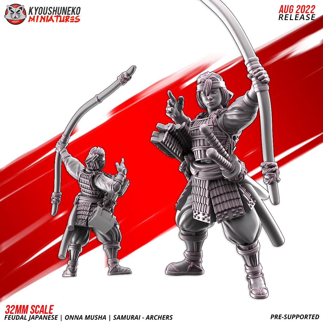 Feudal Japanese Onna Musha Samurai Archer Unit (10 models) Various Scales