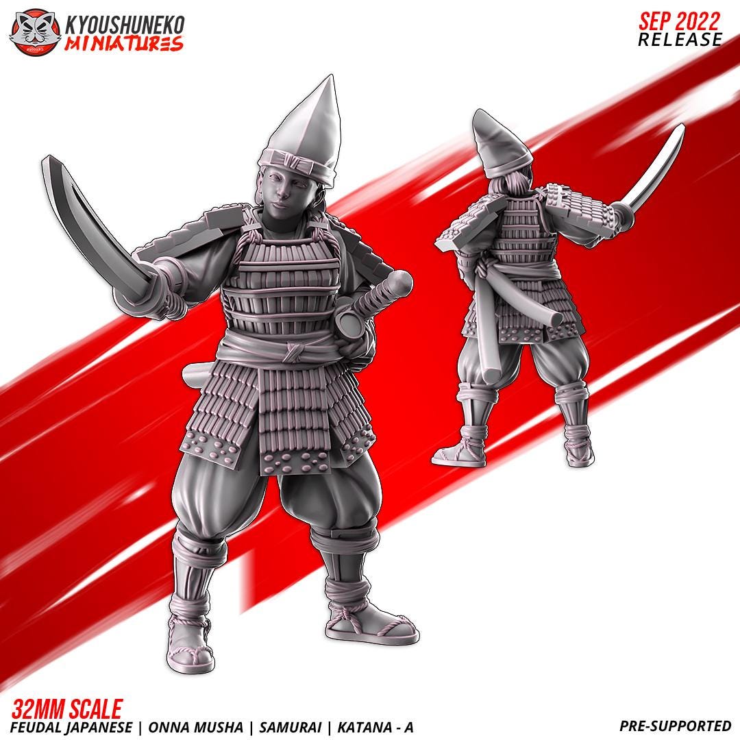 Feudal Japanese Onna Musha Samurai Katana Unit A (10 models) Various Scales
