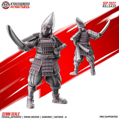 Feudal Japanese Onna Musha Samurai Katana Unit A (10 models) Various Scales