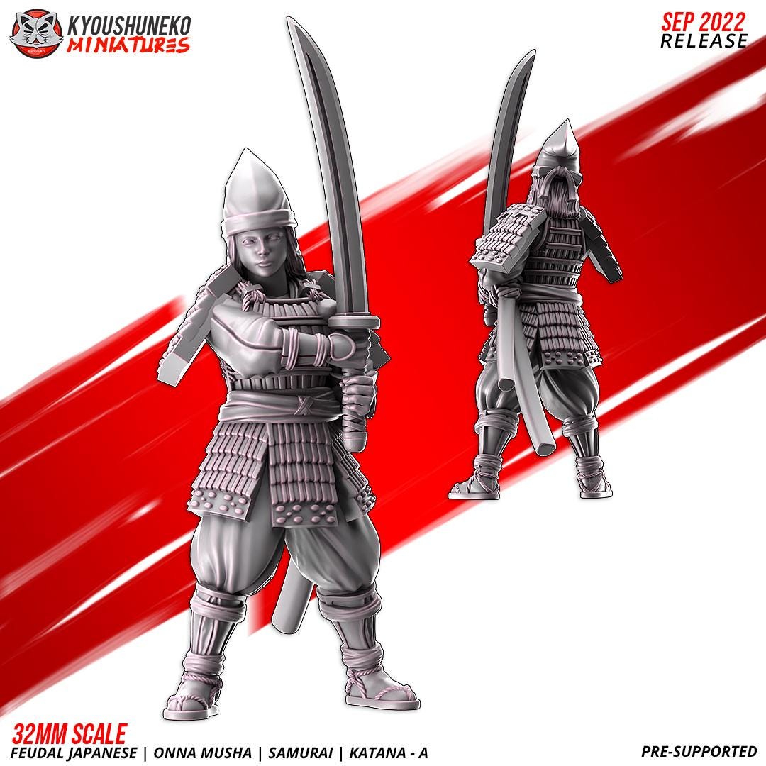 Feudal Japanese Onna Musha Samurai Katana Unit A (10 models) Various Scales