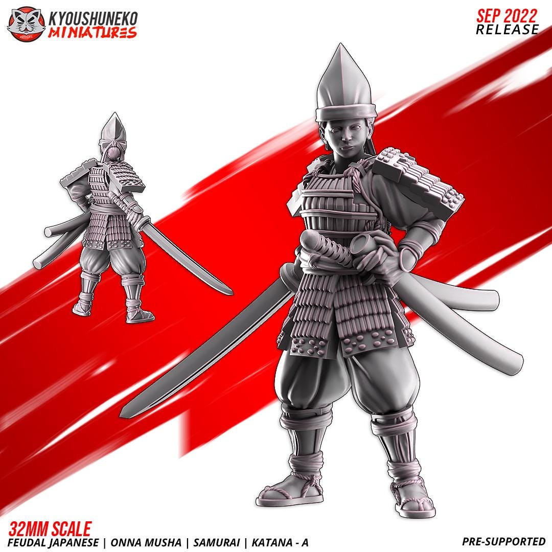 Feudal Japanese Onna Musha Samurai Katana Unit A (10 models) Various Scales