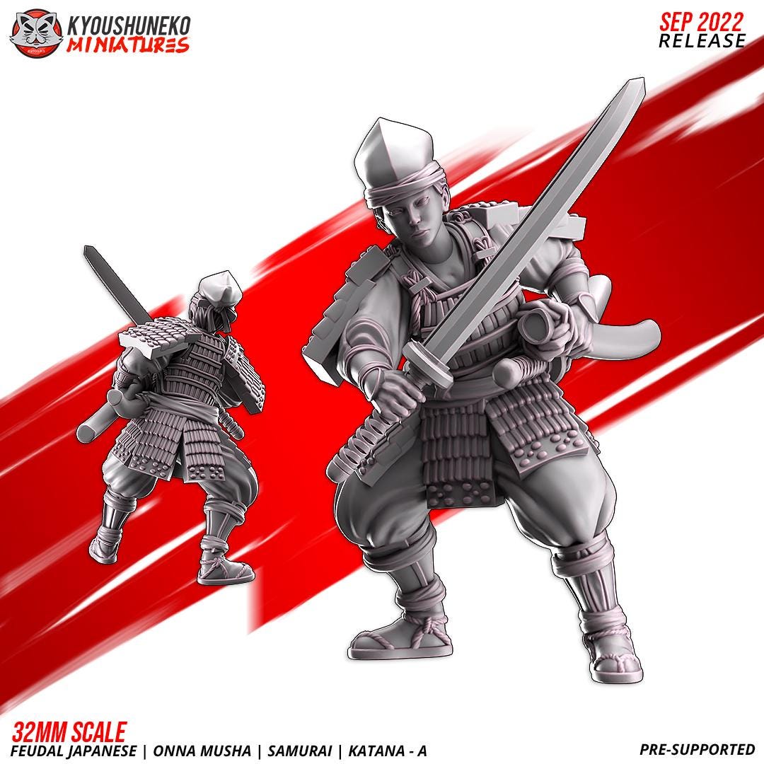 Feudal Japanese Onna Musha Samurai Katana Unit A (10 models) Various Scales