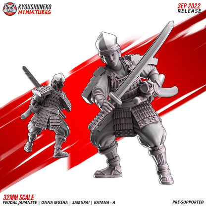 Feudal Japanese Onna Musha Samurai Katana Unit A (10 models) Various Scales
