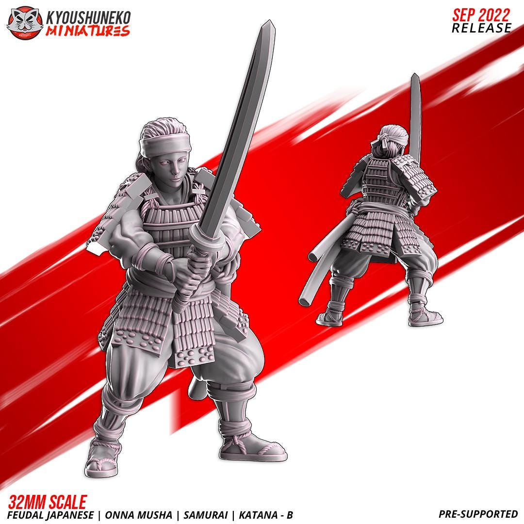 Feudal Japanese Onna Musha Samurai Katana Unit B (10 models) Various Scales
