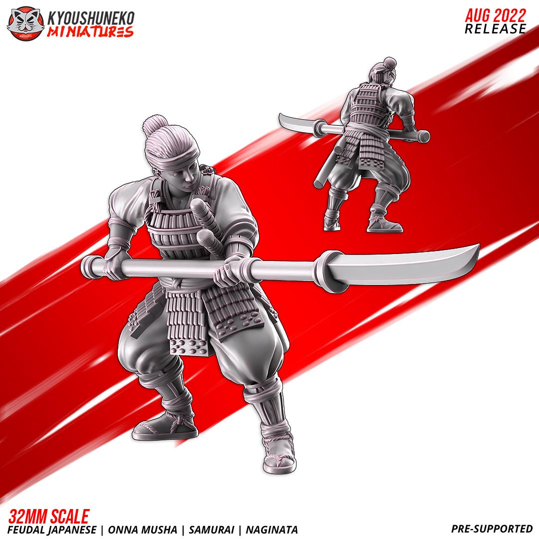 Feudal Japanese Onna Musha Samurai Naginata Unit (10 models) Various Scales