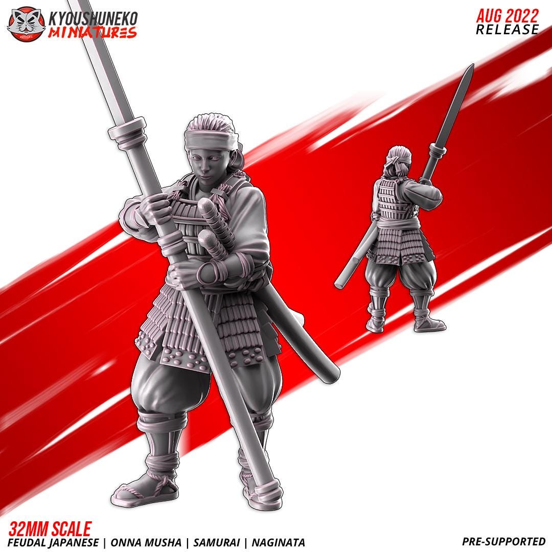 Feudal Japanese Onna Musha Samurai Naginata Unit (10 models) Various Scales