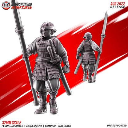 Feudal Japanese Onna Musha Samurai Naginata Unit (10 models) Various Scales