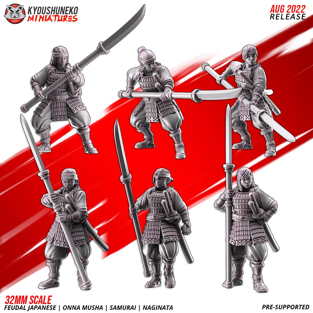 Feudal Japanese Onna Musha Samurai Naginata Unit (10 models) Various Scales