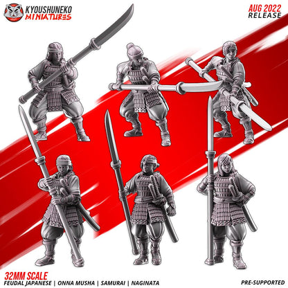 Feudal Japanese Onna Musha Samurai Naginata Unit (10 models) Various Scales