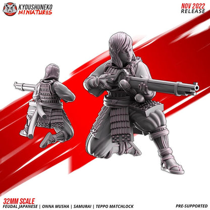 Feudal Japanese Onna Musha Samurai Teppo Matchlock Unit (10 models) Various Scales