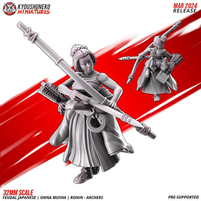 Feudal Japanese Onna Musha Samurai Ronin Archer Unit (10 models) Various Scales