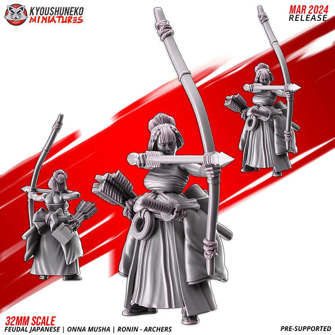 Feudal Japanese Onna Musha Samurai Ronin Archer Unit (10 models) Various Scales