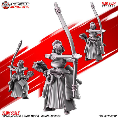 Feudal Japanese Onna Musha Samurai Ronin Archer Unit (10 models) Various Scales