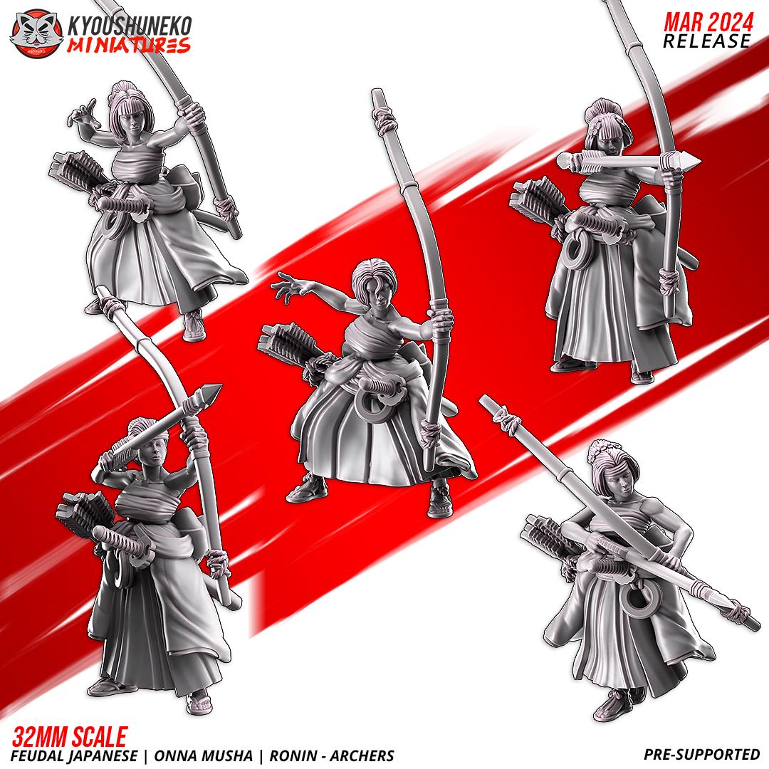 Feudal Japanese Onna Musha Samurai Ronin Archer Unit (10 models) Various Scales