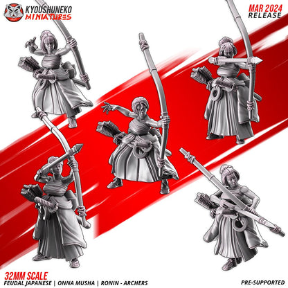 Feudal Japanese Onna Musha Samurai Ronin Archer Unit (10 models) Various Scales