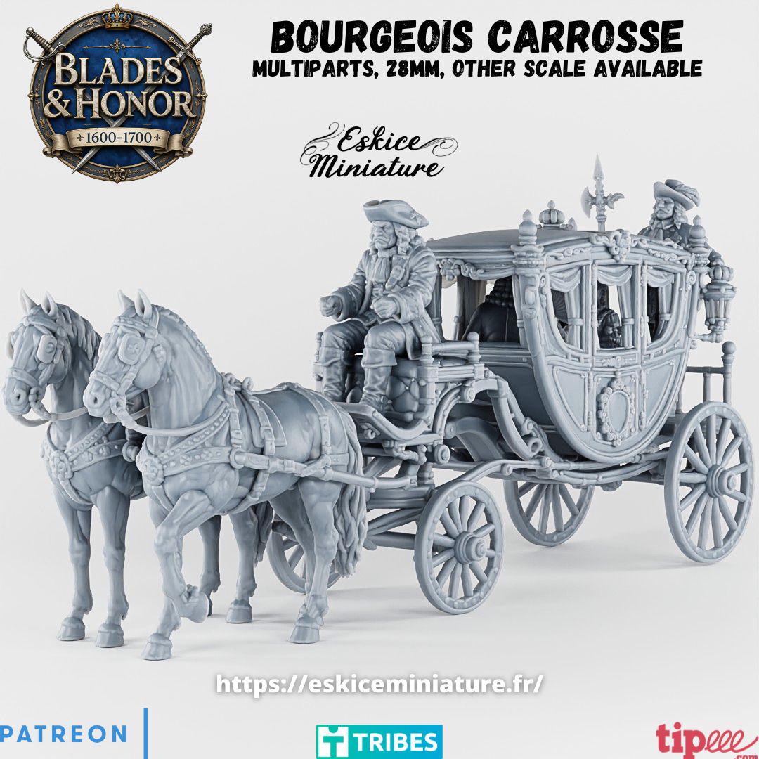 French Noble Bourgeois Horse Carriage Various Scales Historical Wargaming