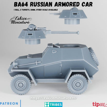 WWII Soviet BA 64 Armoured Car Various Scales Historical Wargaming
