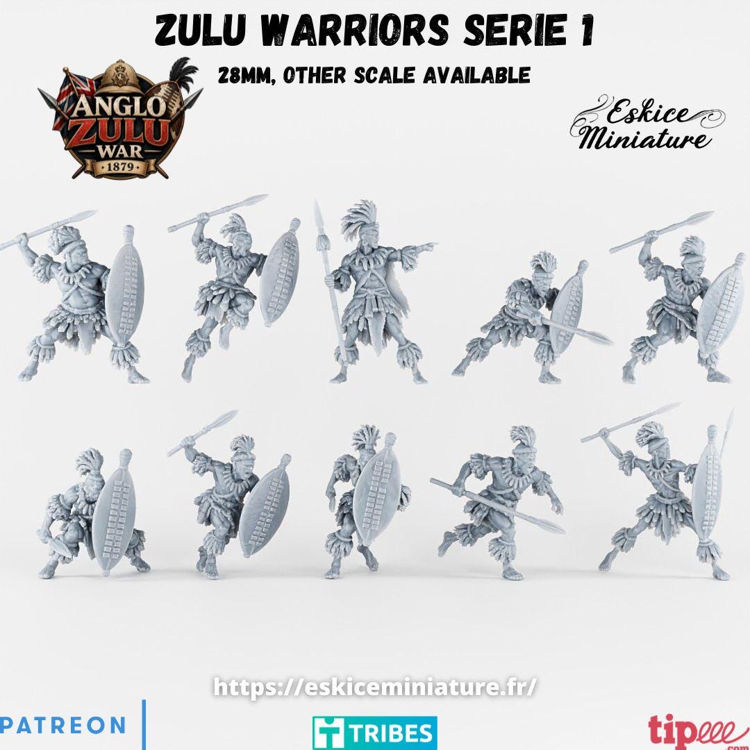 Anglo Zulu War Zulu Warriors (10 models) Various Scales Historical Wargaming