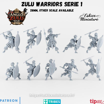 Anglo Zulu War Zulu Warriors (10 models) Various Scales Historical Wargaming