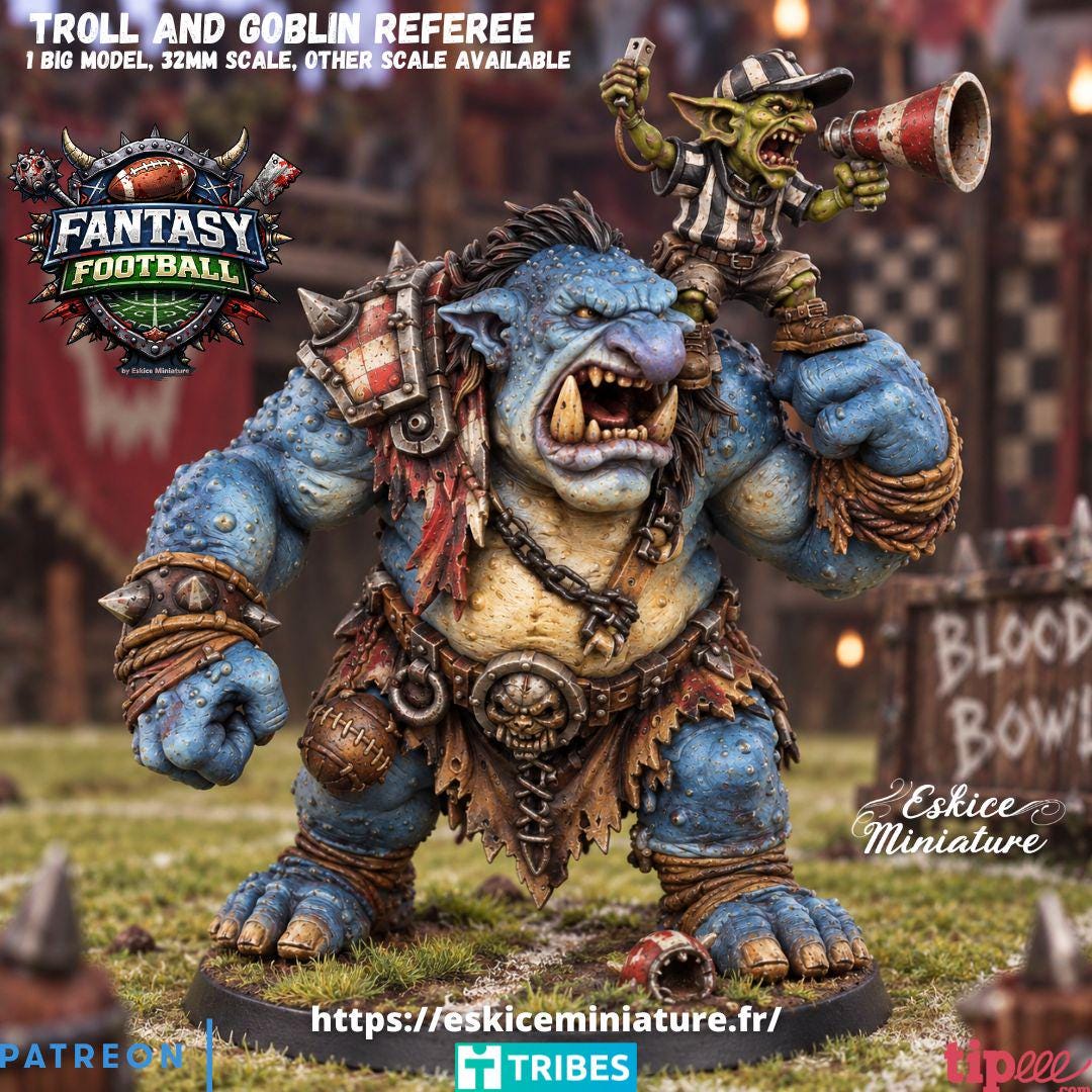 Fantasy Football Troll and Goblin Referee Set Highland Miniatures Various Scales