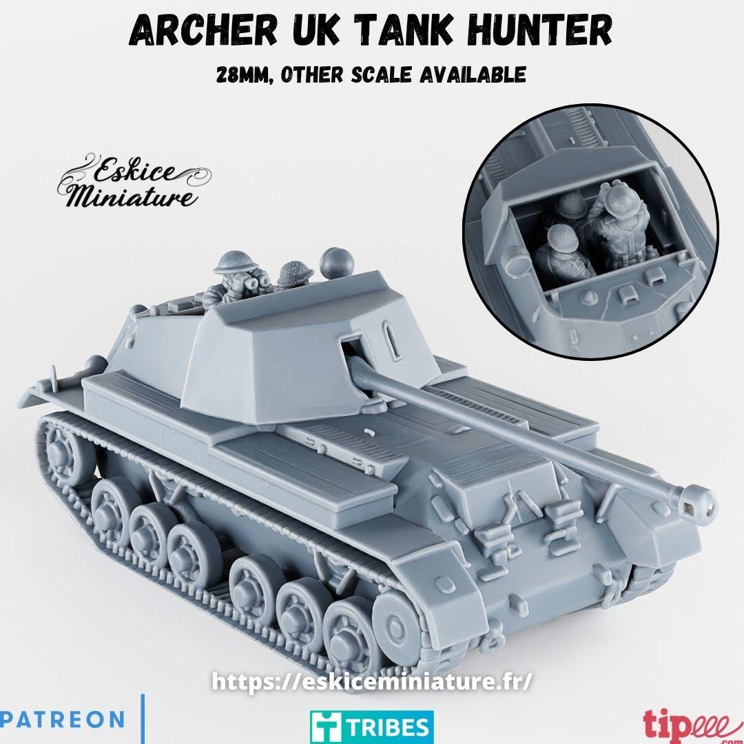 WWII British Archer Self Propelled Gun Various Scales Historical Wargaming
