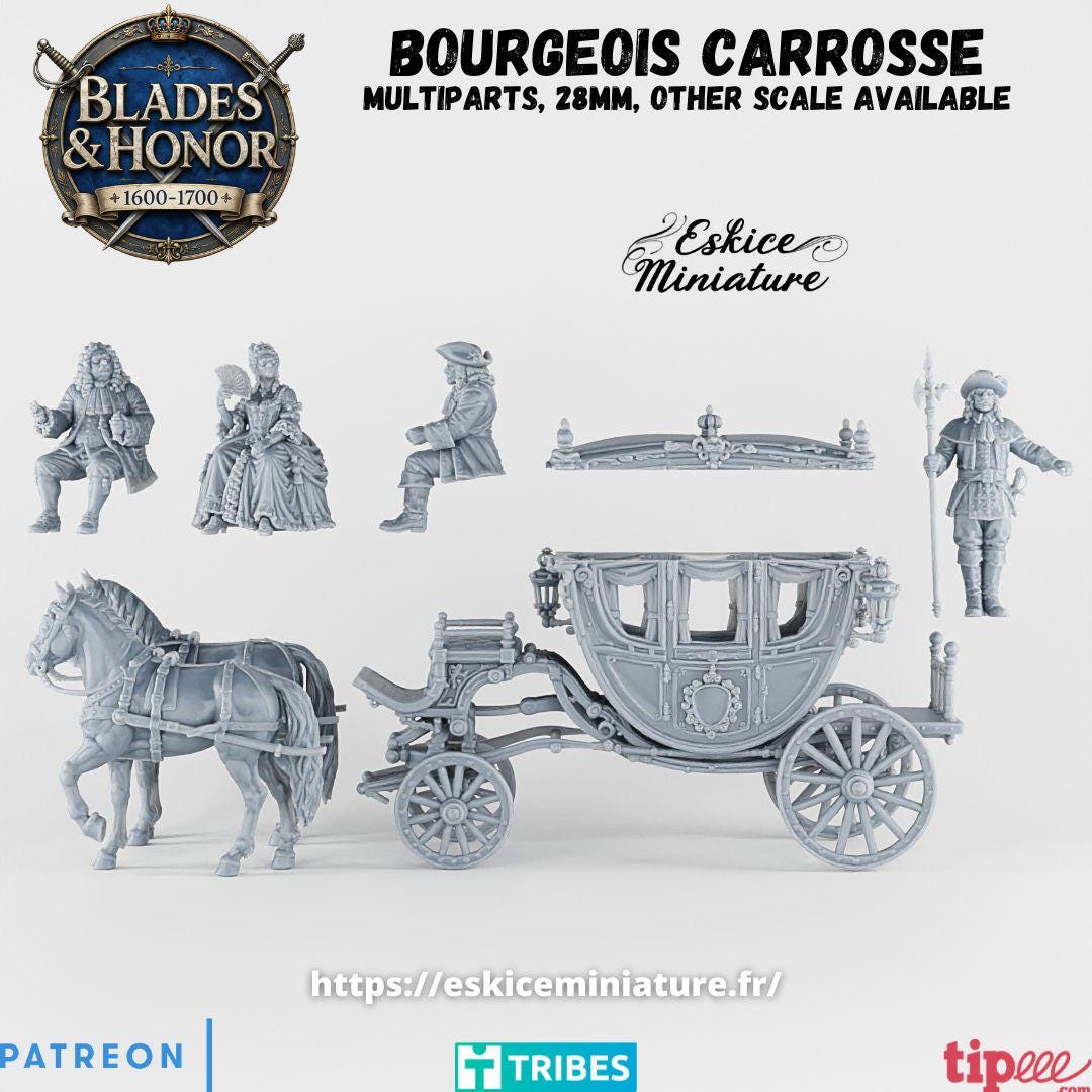 French Noble Bourgeois Horse Carriage Various Scales Historical Wargaming