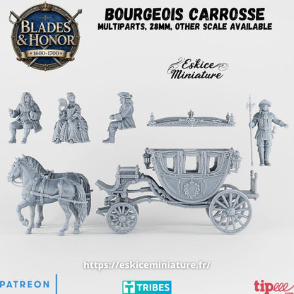 French Noble Bourgeois Horse Carriage Various Scales Historical Wargaming
