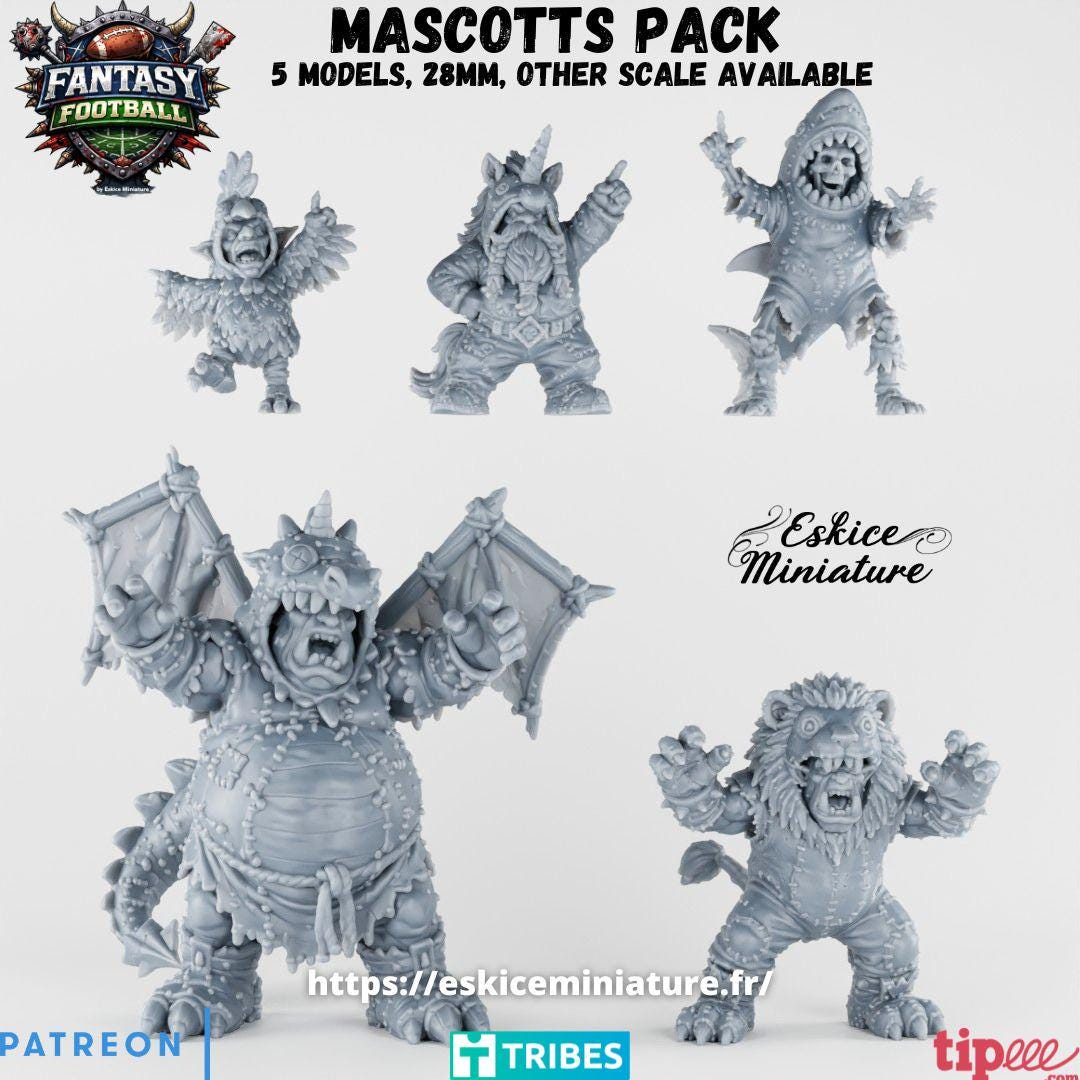 Fantasy Football Mascots Pack 5 Models Highland Miniatures Various Scales