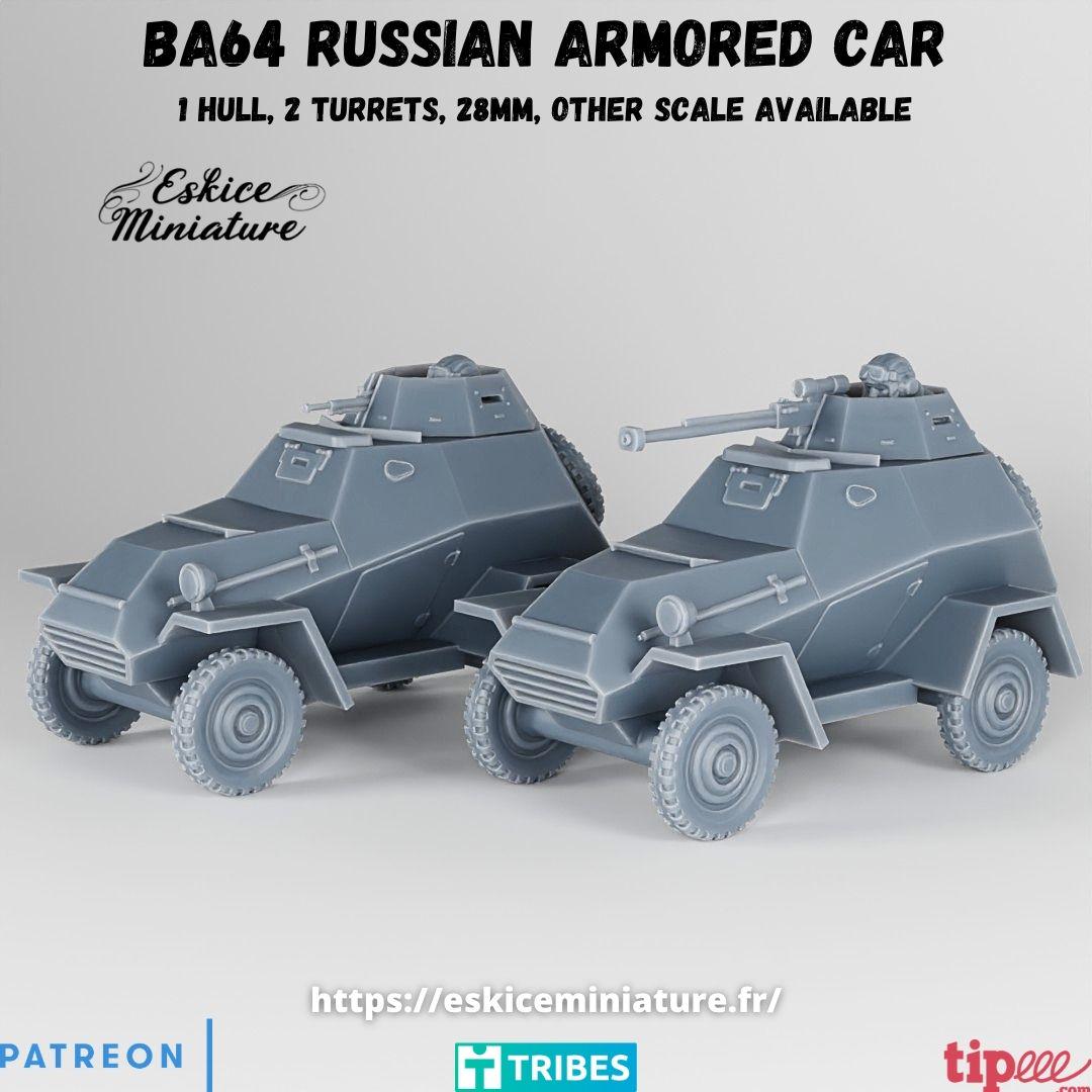WWII Soviet BA 64 Armoured Car Various Scales Historical Wargaming